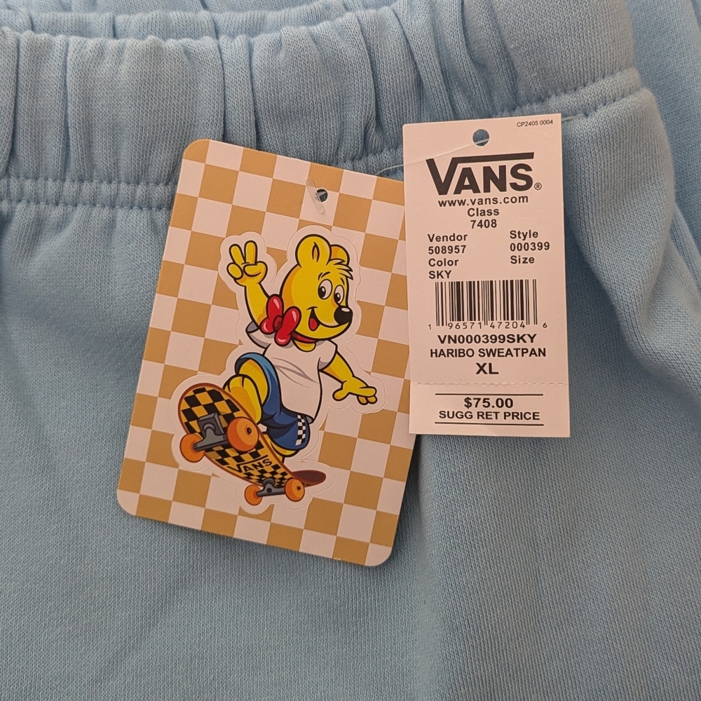 New Vans x Haribo Gummy Bear Baby Blue Sweatpants Sweats Women's XS, S, M, L, XL - Picture 10 of 11